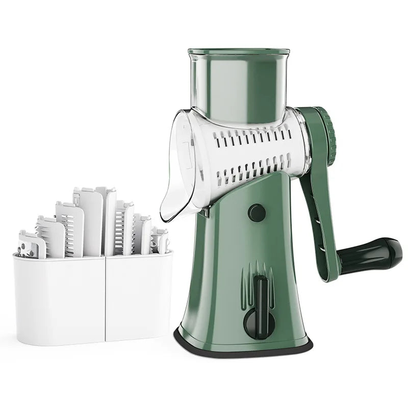 5 in 1 Rotary Cheese Grater Shredder Kitchen Mandoline Vegetable Julienne Slicer Waffle Cutter Nut Chopper JT247