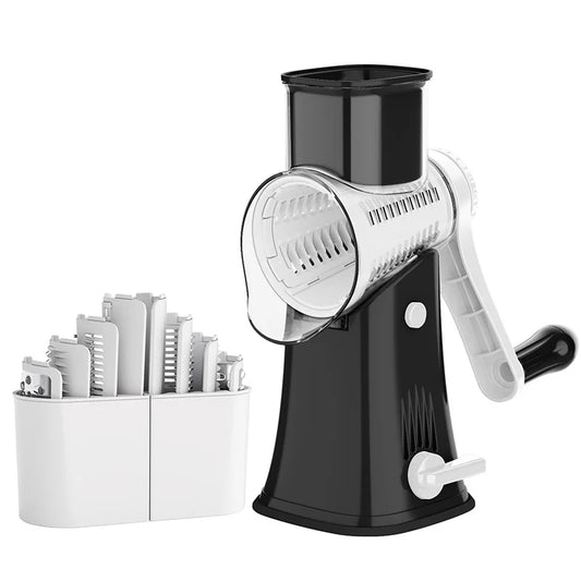 5 in 1 Rotary Cheese Grater Shredder Kitchen Mandoline Vegetable Julienne Slicer Waffle Cutter Nut Chopper JT247