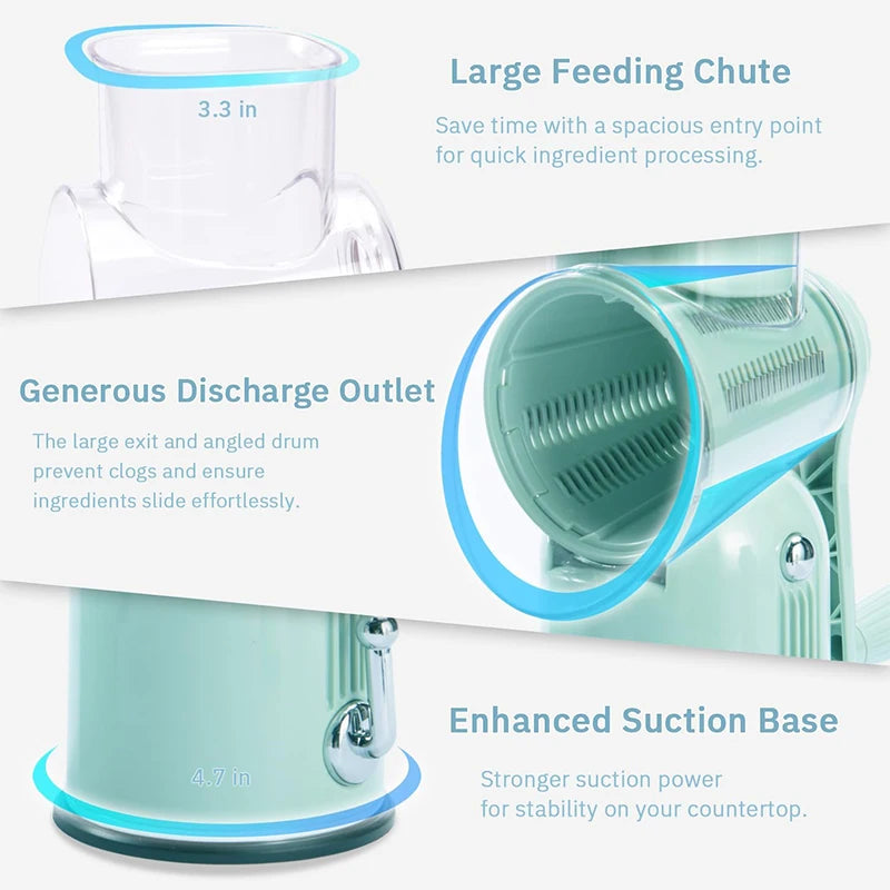 Manual Rotary Cheese Grater with Handle 5 in 1 Vegetable Slicer Shredder Kitchen Carrot Grater Cucumber Cutter Nut Grinder JT582