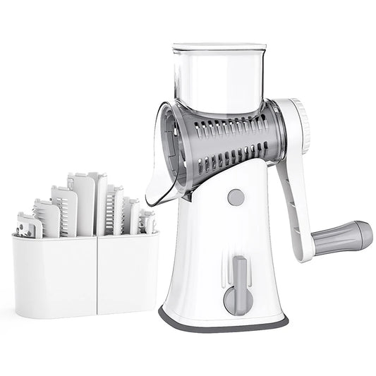 5 in 1 Rotary Cheese Grater Shredder Kitchen Mandoline Vegetable Julienne Slicer Waffle Cutter Nut Chopper JT247